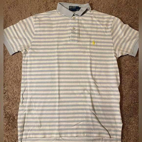 Polo Ralph Lauren Cotton Polo Adult Mens Size Medium Striped Work School Shirt - Picture 2 of 9